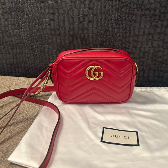 Gucci Marmont Mini Camera Bag RED- WITH RECEIPT ❤️ - Picture 1 of 6